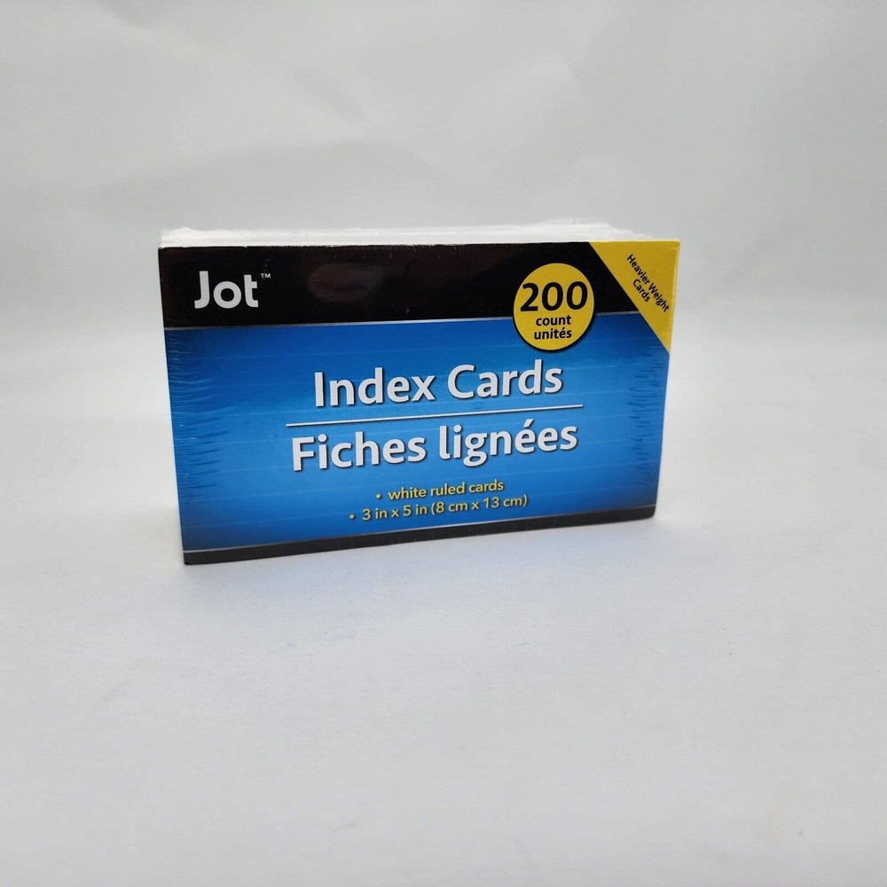 Sealed Jot 200 Count White Ruled Heavier Weight 3”x5” Index Cards
